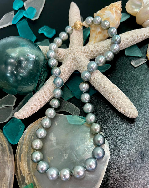 14K Silver Tahitian Pearl Strand