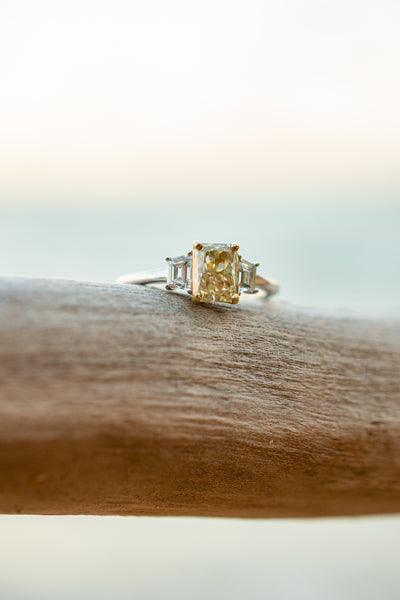 18K Radiant 1.5ct GIA Fancy Yellow Diamond Ring