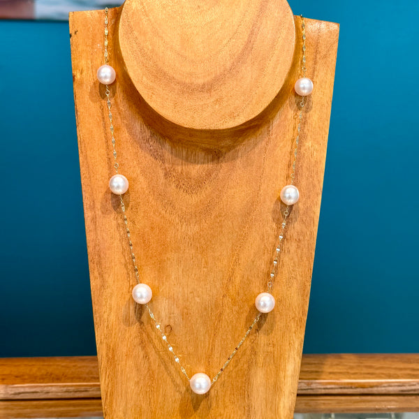 14KY South Sea White Australian Pearl Tin Cup Necklace