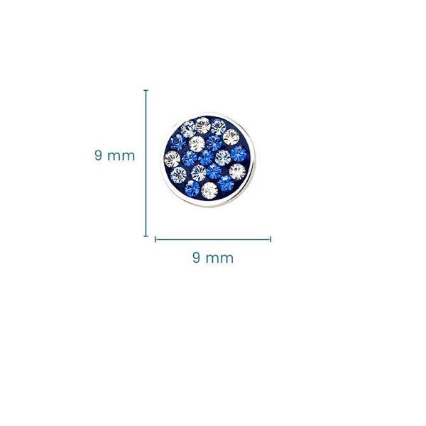 Sterling Silver Sapphire/White Crystal Stud Earrings