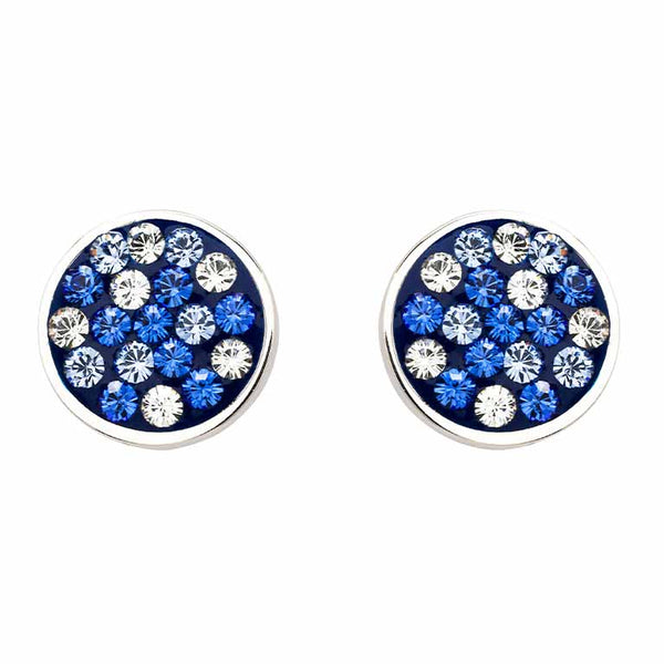 Sterling Silver Sapphire/White Crystal Stud Earrings
