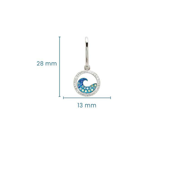 Sterling Silver Sapphire/Aqua Crystal Wave Earrings