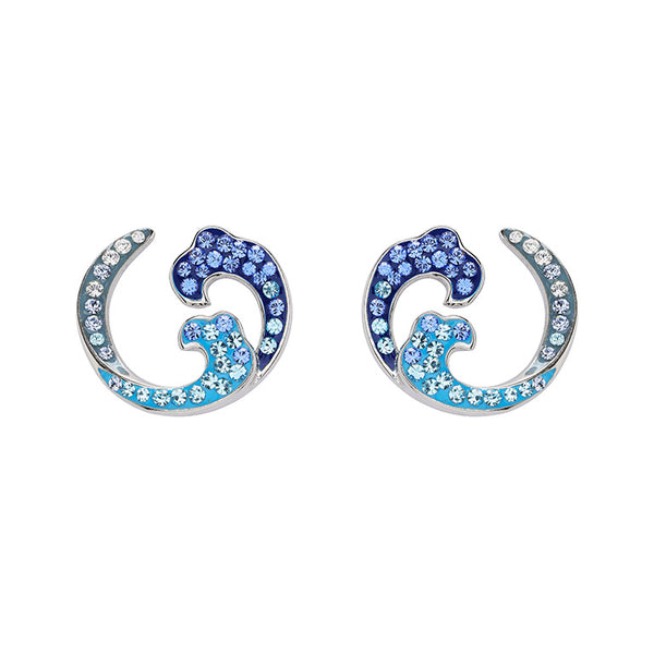 Sterling Silver Crystal Wave Earrings
