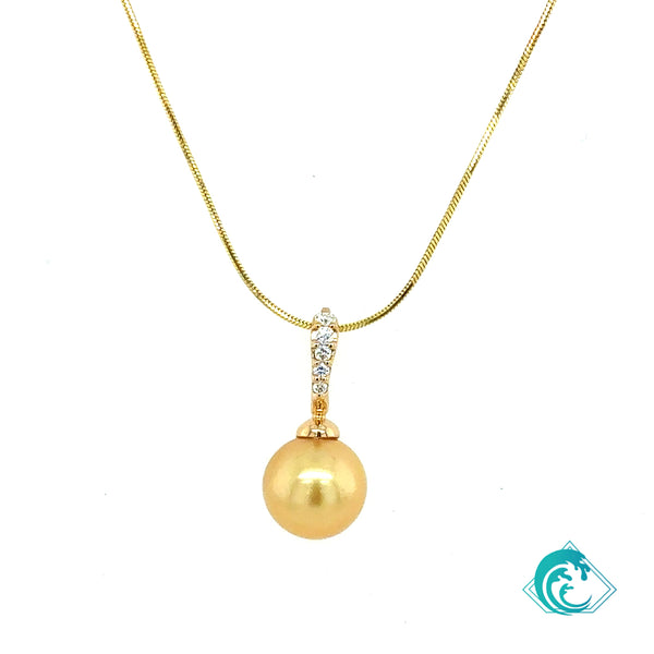 14KY Golden South Sea Pearl & Diamond Pendant Enhancer