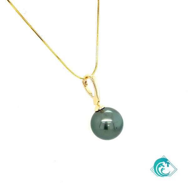 14KY Tahitian Pearl Alamea Enhancer Pendant