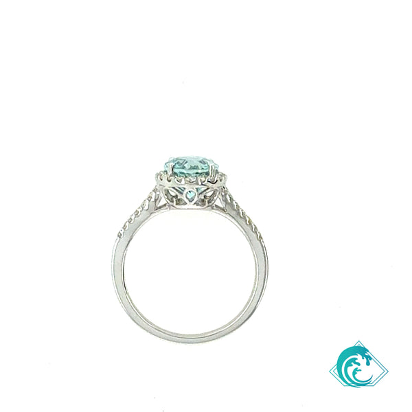 14KW Oval Aquamarine Diamond Ring