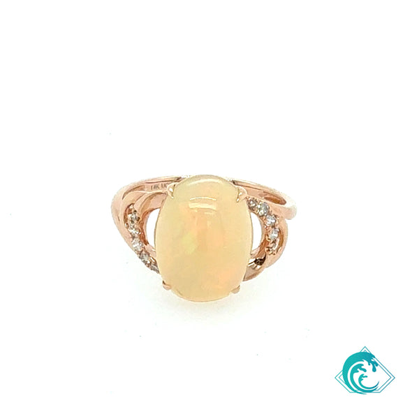 14KR Ethiopian Opal Diamond Bre Ring