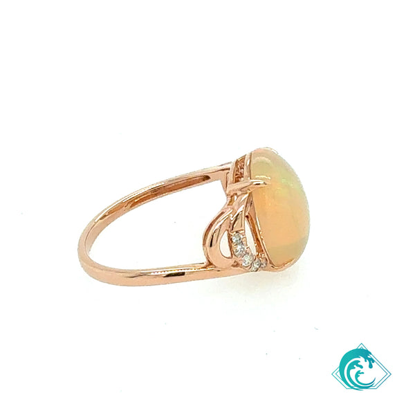14KR Ethiopian Opal Diamond Bre Ring
