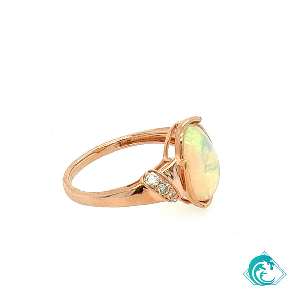 14KR Ethiopian Opal Rose RIng