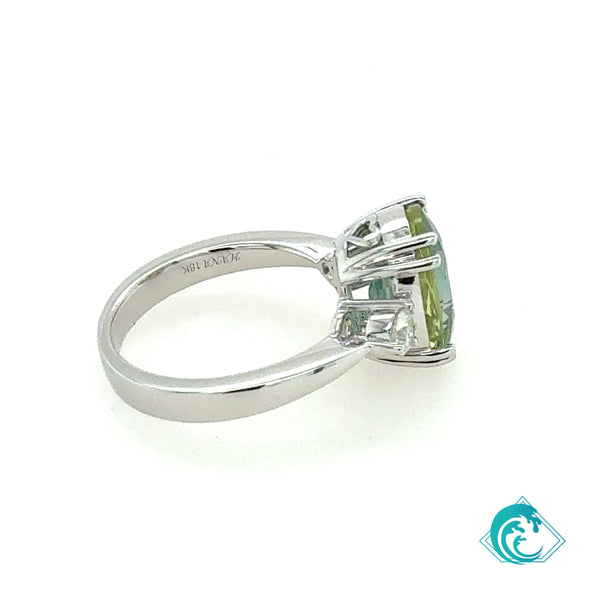 18KW GIA Natural No Heat Greenish Blue Sapphire Ring