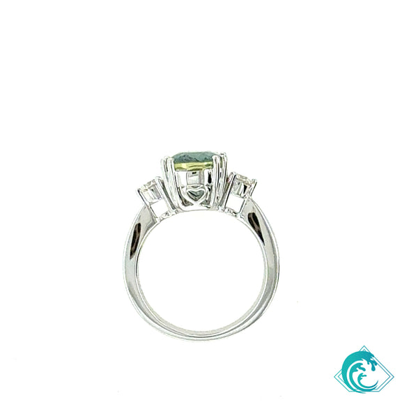 18KW GIA Natural No Heat Greenish Blue Sapphire Ring