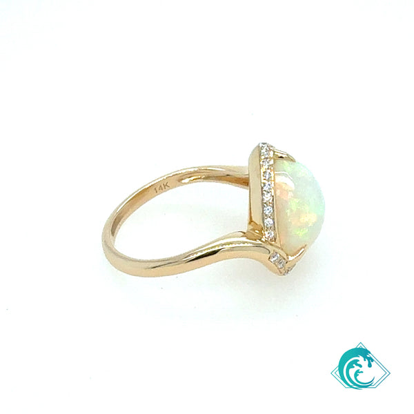 14KY Ethiopian Opal Diamond Sia Ring