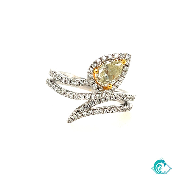 18KW Fancy Yellow Diamond Ring