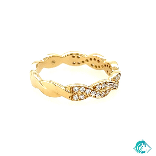 14K YG Diamond Twist Band