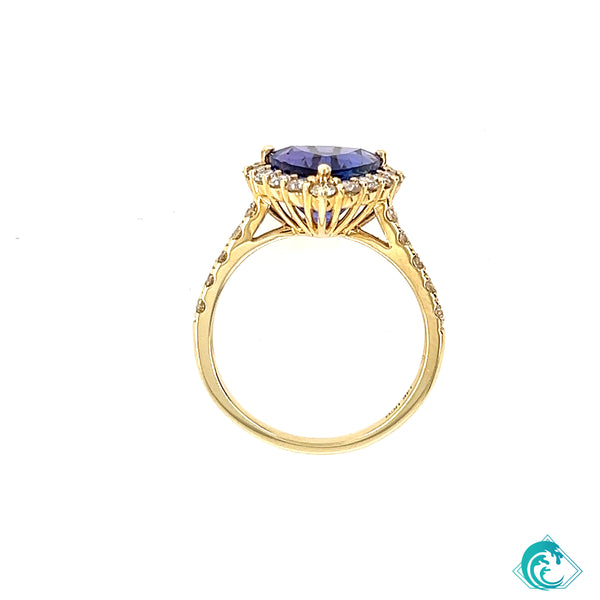 14KY Trillion Cut Tanzanite Ring