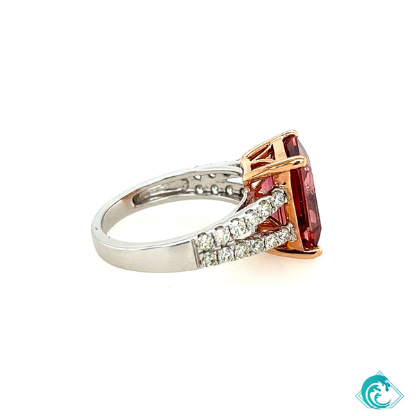 14K Two-Tone Gold Pink Tourmaline Ring