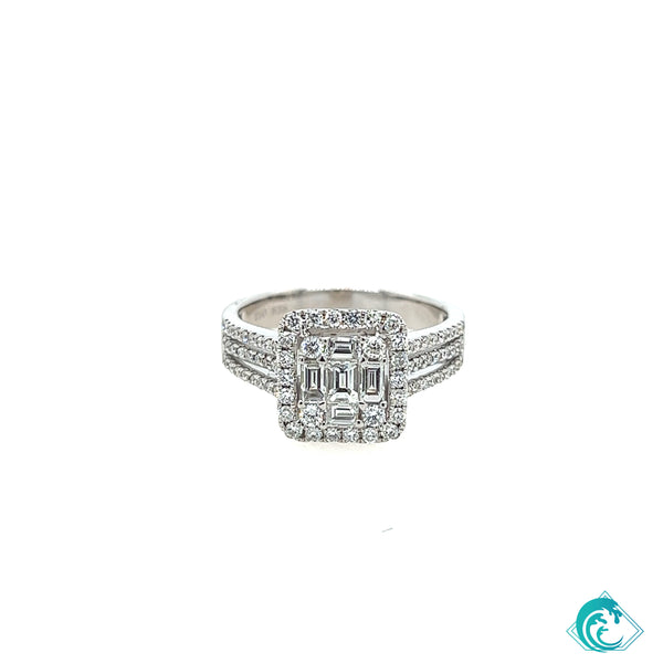 18KW Elegant Baguette Diamond Ring