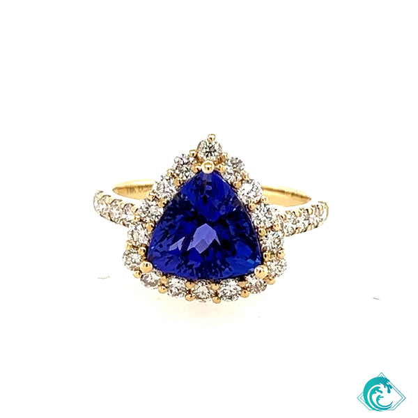 14KY Trillion Cut Tanzanite Ring