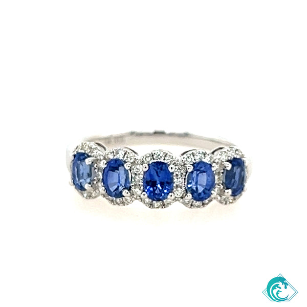 14KW Sapphire Oval Band