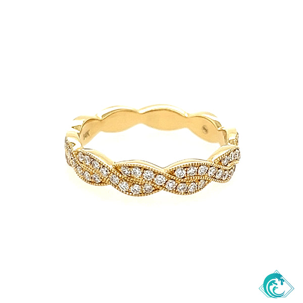14K YG Diamond Twist Band