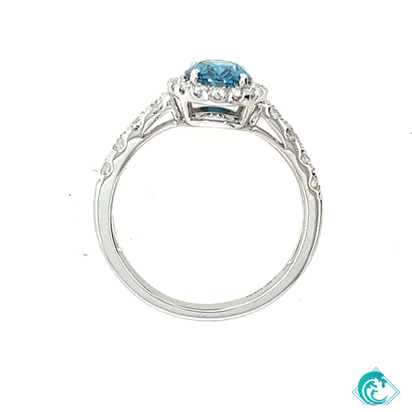 14KW Oval Blue Diamond Ring
