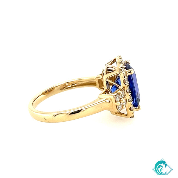 14KY Tanzanite Cushion Cut Ring