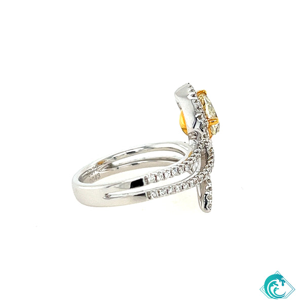 18KW Fancy Yellow Diamond Ring