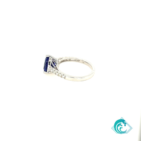 18K WG Trillion Cut Tanzanite Ring