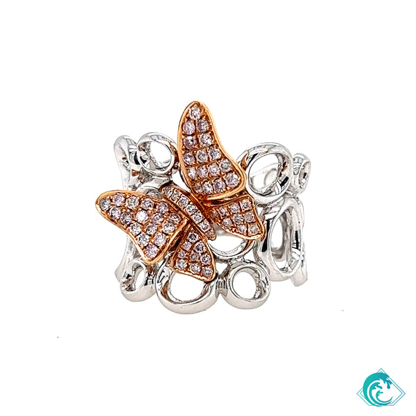 18K WG Pink Butterfly Diamond Ring