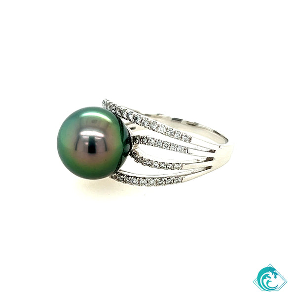 18KW Lola Tahitian Pearl & Diamond Ring
