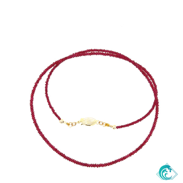 14K YG Ruby Petite Beaded Strand