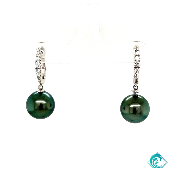 18KW Tahitian Pearl Elsa Diamond Earrings