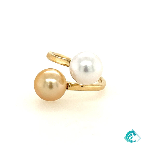 14KY Double South Sea Pearl Ring