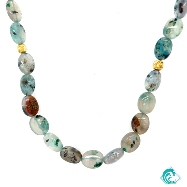 18K Aquadite Infinity Long Necklace