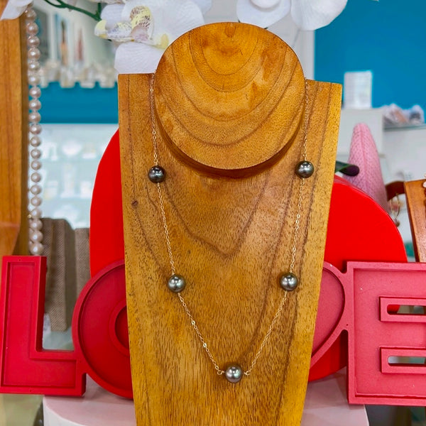 14KY Tahitian Pearl Tin Cup Necklace