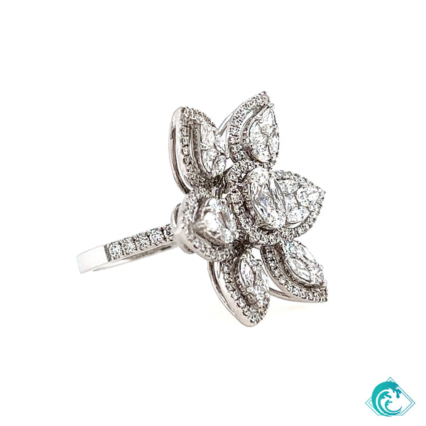 18K WG Hinahina Flower Diamond Ring