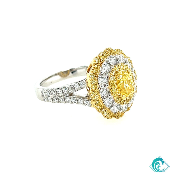 18KWY Fancy Oval Yellow Diamond Ring
