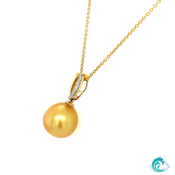 14KY Golden Indonesian Pearl Diamond Pendant