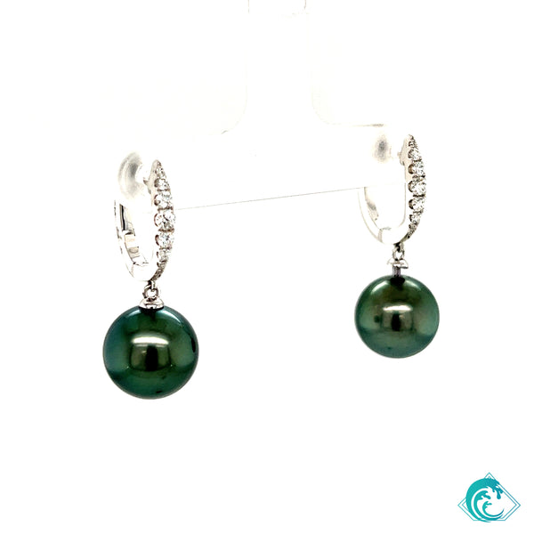18KW Tahitian Pearl Elsa Diamond Earrings