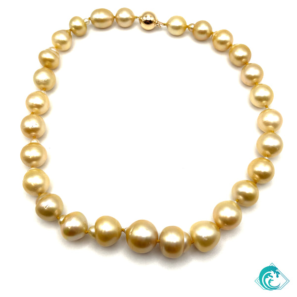 14KY Golden Indonesian Pearl Baroque Strand
