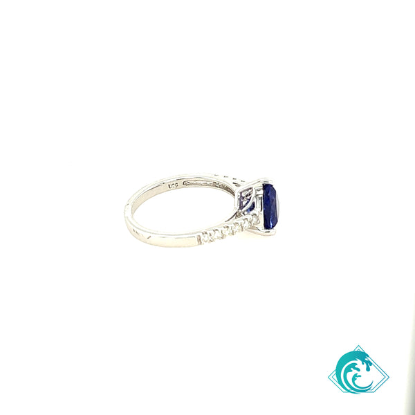 18K WG Trillion Cut Tanzanite Ring