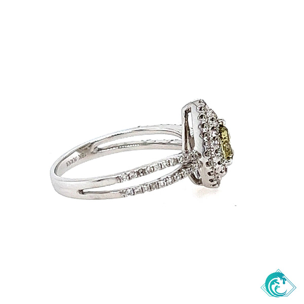 18K WG Fancy Yellow Pear Diamond Ring