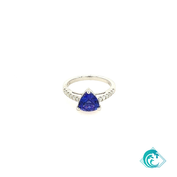 18K WG Trillion Cut Tanzanite Ring