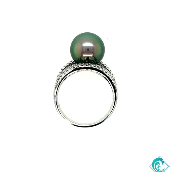 18KW Lola Tahitian Pearl & Diamond Ring