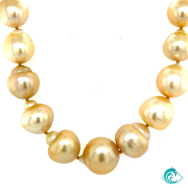 14KY Golden Indonesian Pearl Baroque Strand