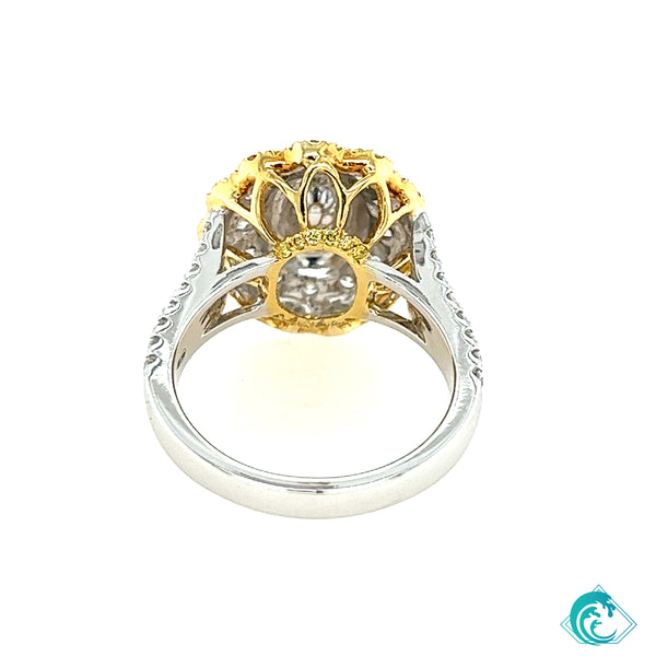 18KWY Fancy Oval Yellow Diamond Ring