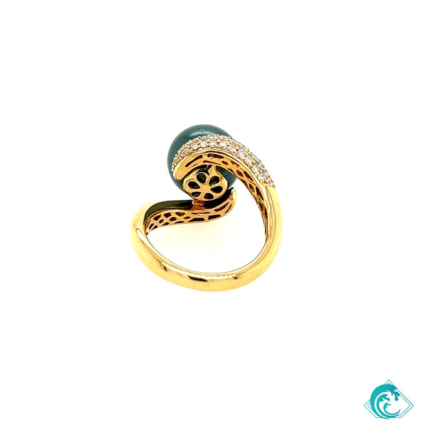 18KY Tahitian Pearl Riley Ring