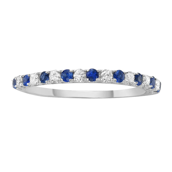 14KW Dainty Blue Sapphire and Diamond Band