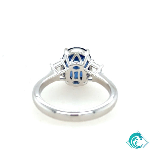 18KW GIA Blue Sapphire & Diamond Ring