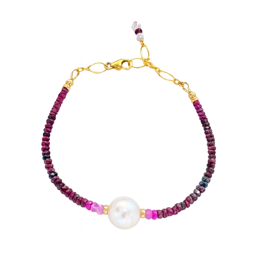 GF White South Sea Pearl and Ruby Bracelet